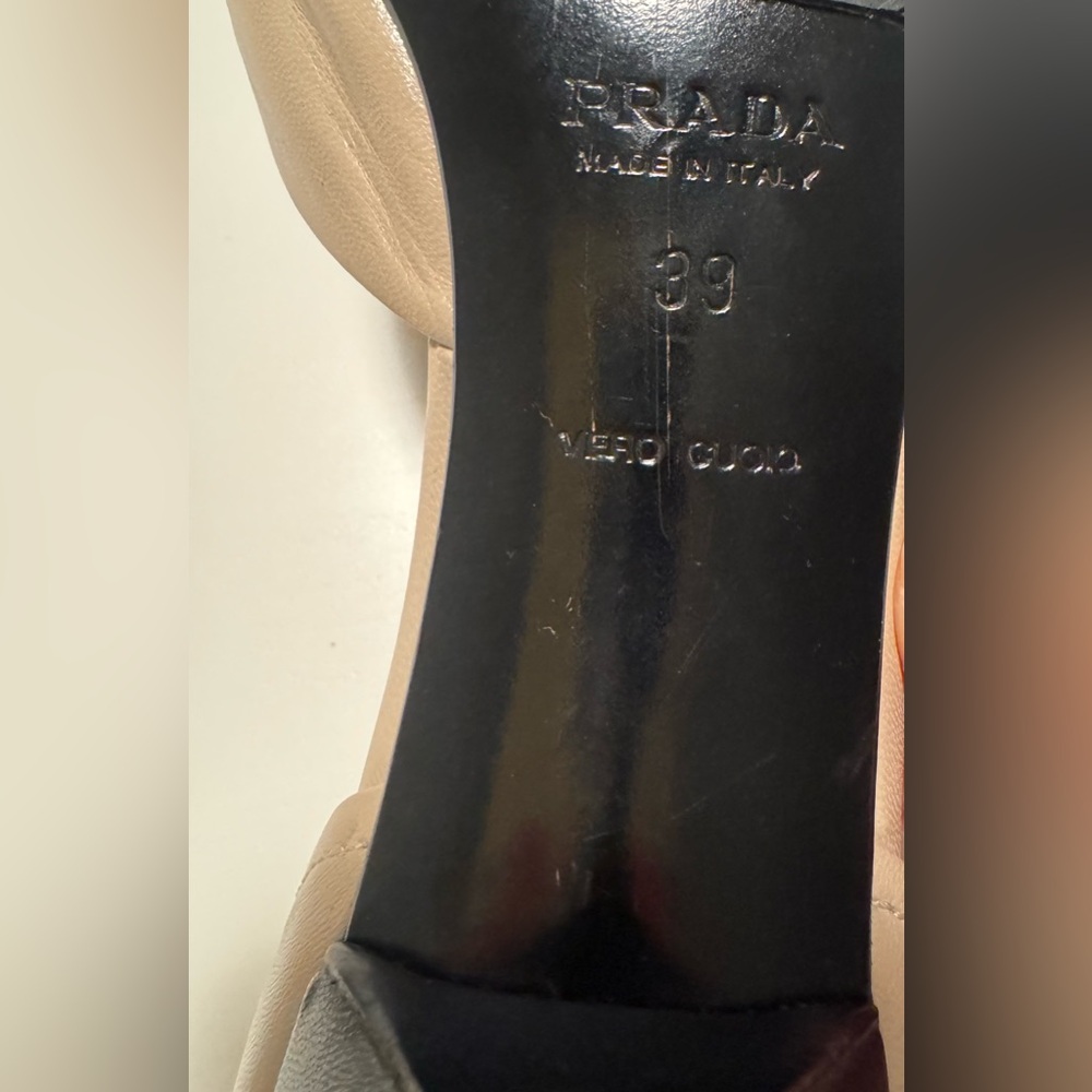 Prada Women's Two-Tone Black and Tan Heels - Picture 4 of 7